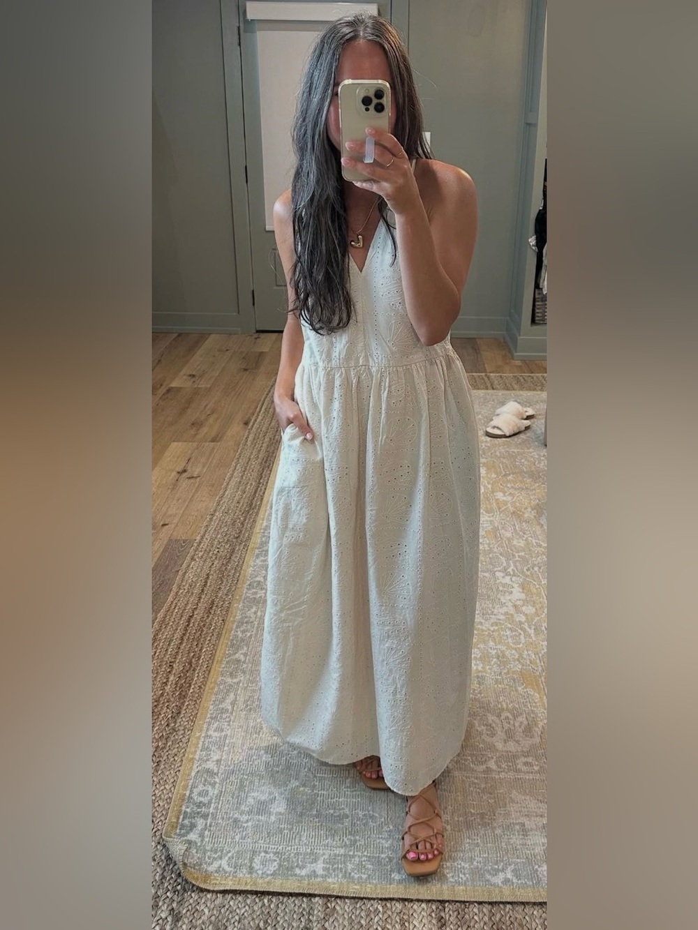 Universal Thread Cream Eyelet Maxi Size L NWT Sleeveless Boho Cottagecore Dress
